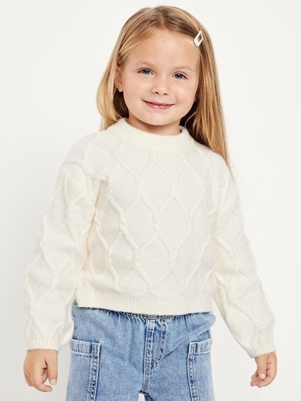 Old Navy Long Sleeve Cream Cable-Knit Sweater NWT